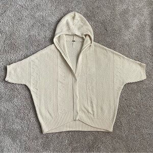 Free People Ivory Hooded Loose-Fit Cardigan Size S